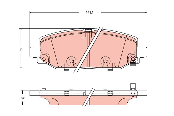 Rear TRW-OE GDB2360 Brake Pad Set, disc brake for JEEP
