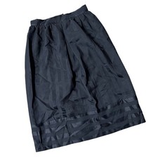 Vintage Black Skirt Striped Midi Kayo Of California USA 1980s Retro Size 13/14