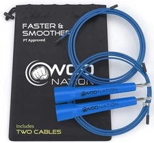 WOD Nation Adjustable Speed Jump Rope for Men Women & Kids - Skipping for Box...