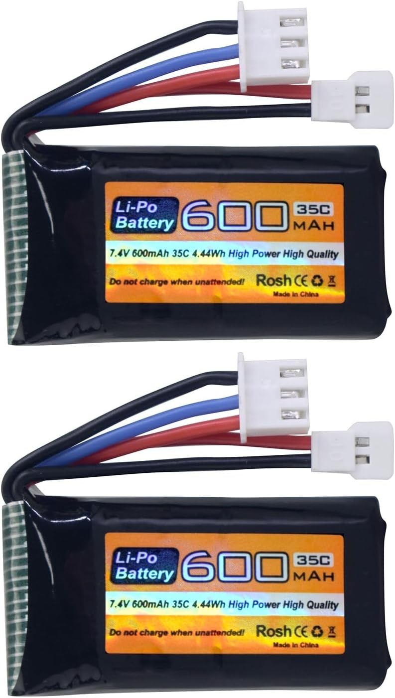 2PCS 7.4V 2S 35C 600mAh Molex Plug Lipo Battery Suitable for