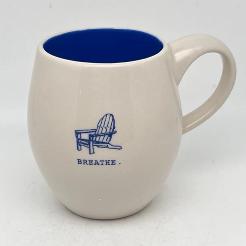 Rae Dunn Magenta Breathe. Coffe Mug Tea Cup Adirondack Chair 18oz Early M Stamp