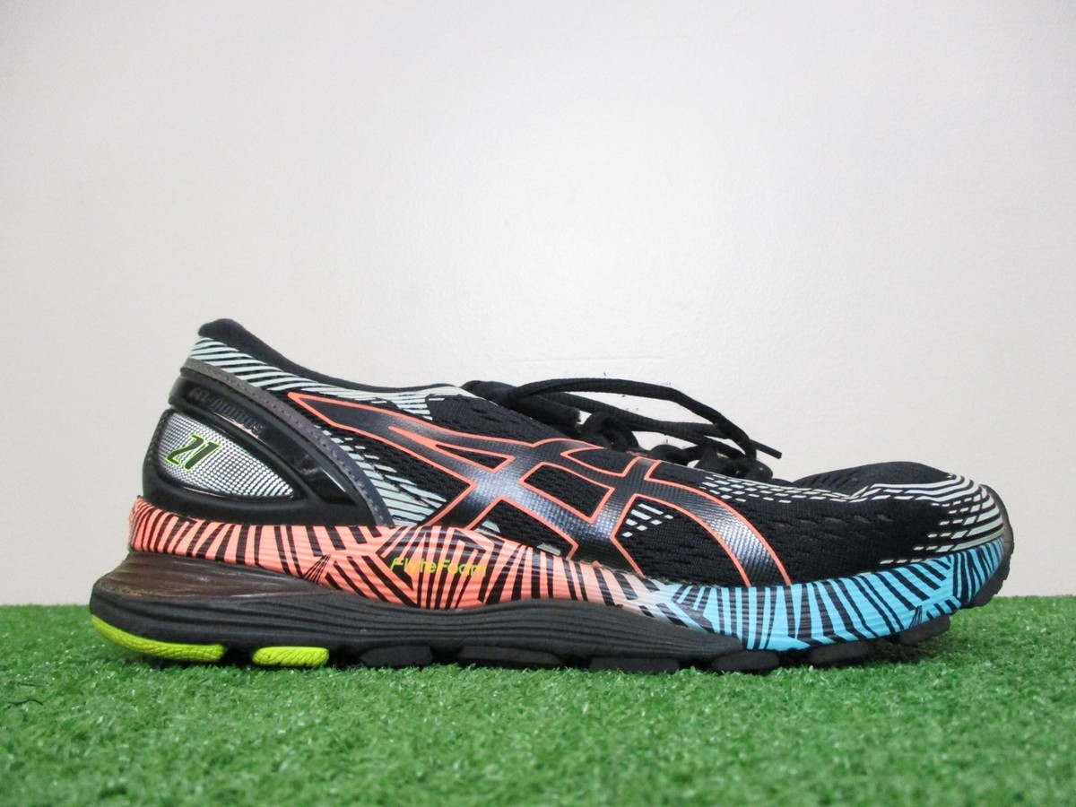 Asics Gel-Nimbus 21 Shoes Womens Black Coral Blue Road Running