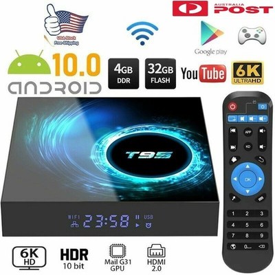 T95 Android 10.0 TV-Box 4 GB 32 GB Quad-Core HD 6K HDMI WIFI 5 G Mediaplayer