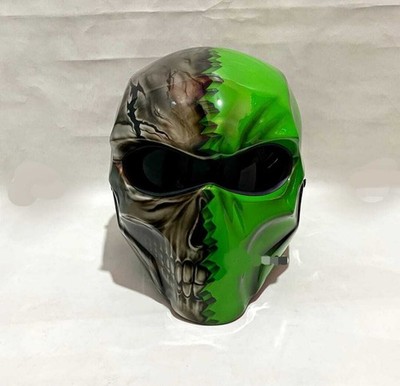 NEUER GRÜNER DEATHSTROKE-MOTORRADHELM MIT GERISSEM SCHÄDEL-3D-BÜRSTE
