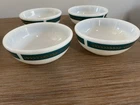 Set of 4 Vintage Pyrex Laurel Leaf Pattern Cereal Bowls Teal with gold