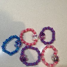 Multicolor Beaded Charm Bracelets for Girls, Adjustable Cartoon Dangle Set