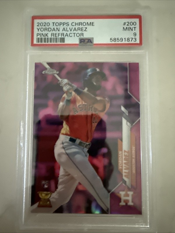 2020 Topps Chrome Yordan Alvarez Topps Chrome Pink Refractor PSA Mint 9 A