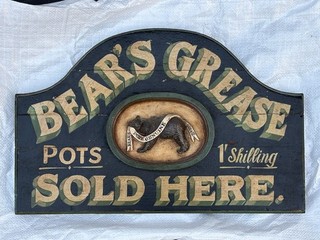 Custom Sign Advert Wooden Bears Grease pot lid Atkinson london jar display