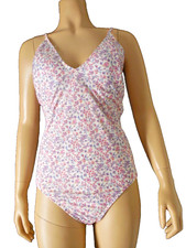 ANTONIO MELANI Swimsuit 12 pink multi color floral LIBERTY fabric deep back NWT