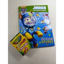 Paw Patrol Jumbo Coloring Book Doggie Divers and Crayola Crayons 24 Count Set