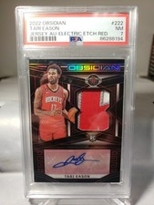 PSA 7 NM 2022 OBSIDIAN ELECTRIC RED ETCH JERSEY AUTO SSP TARI EASON 5/5 NO. 222