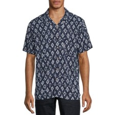 George Men's Printed Button Front Shirt with Short Sleeves,Size XL --Z7--