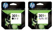 2 CARTUCCE ORIGINALI HP 301XL NERO + HP 301XL TRICROMIA