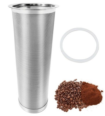 Food Grade 304 SS Ultra Fine Mesh Cold Brew Coffee & Tea Filter, 64oz Mason Jar