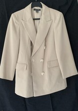UK10 Primark Beige Double Breasted Womens Coat P2P 18 in L 27 in