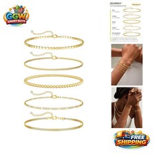 Trendy Gold Bracelets for Women - 5-Piece Set with Adjustable Length  Stackable