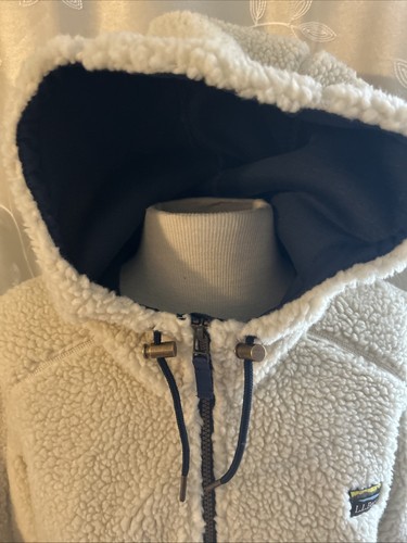 Abrigo chaqueta polar LL Bean con capucha cremallera completa Mountain Pile natural para mujer XL NUEVO CON ETIQUETAS - Imagen 4 de 10