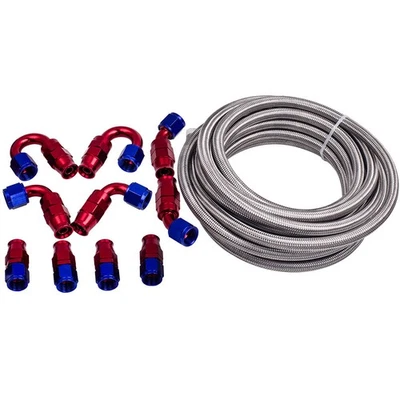 6M 20 FT AN-8 Braided Oil Line Fuel Hose Fitting Kit Working Pressure,1000PSI, - Photo 1/4