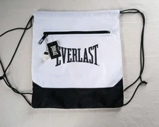 New Everlast Drawstring Bag White And Black 14" X 16" Athletic Gym Bag