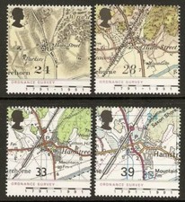 GB 1991 MNH SG 1578 - 1581 ORDNANCE SURVEY MAPS STAMP SET WITH FREE UK P&P