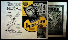 Speedball Pens Marketing Material Fliers 1940's - Lot of 3 Sheets 122624WT-29