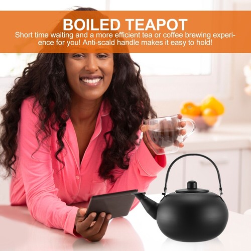 Teapot Small Whistling Kettle Stainless Steel Stovetop Black Travel - Picture 4 of 12