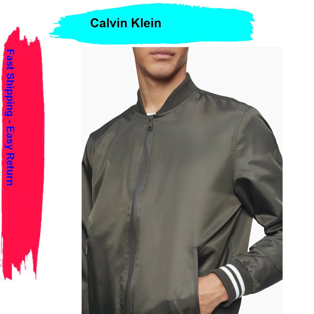 $125 Calvin klein Striped Full Zip Bomber Jacket , Olive $125 Calvin klein Striped Full Zip Bomber Jacket , Olive