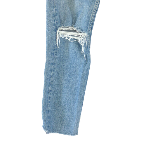 Zara Womens Cropped Jeans Distressed Cotton Blue Raw Hem Girl Size UK 4 EU 32 - Picture 4 of 10