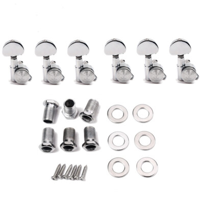 6R Inline Guitar Locking Tuners 1:18 String Tuning Key Pegs Machine Heads Chrome