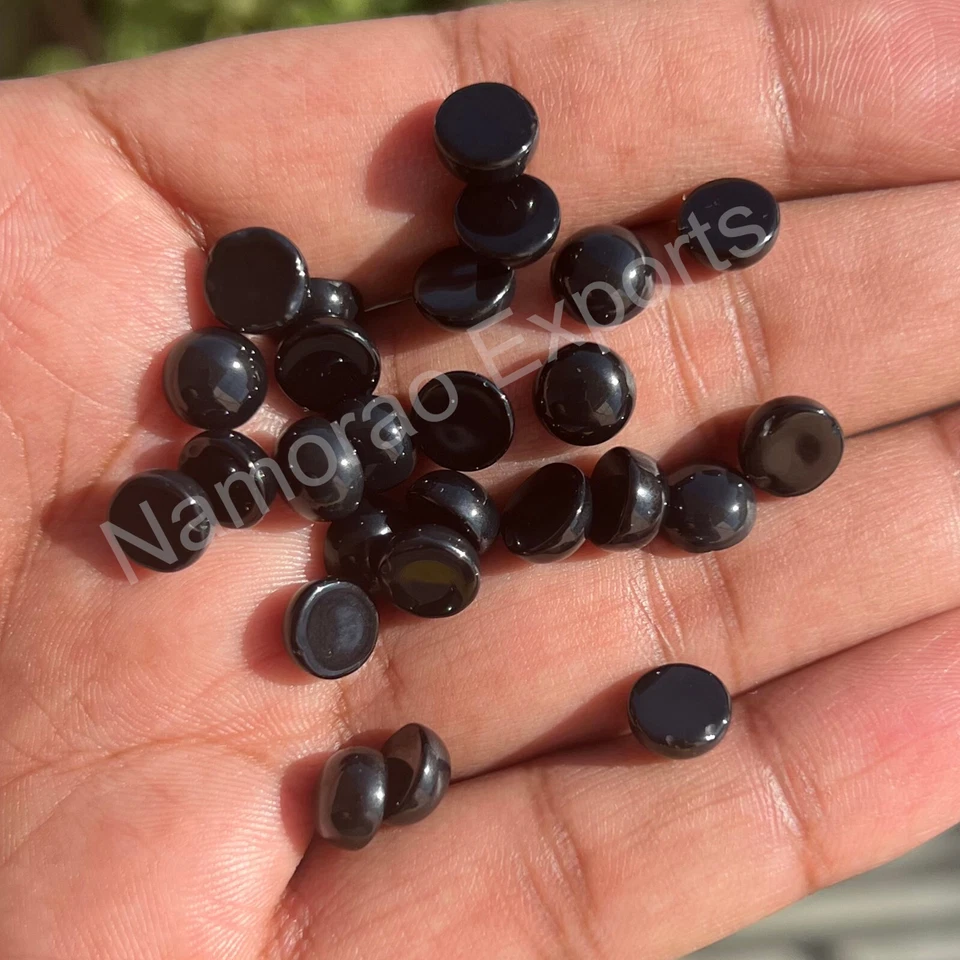 Natural Black Onyx Round 3x3 mm to 20x20 mm Cabochon Loose Gemstone Lot - Image 3 of 4