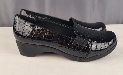 Hush Puppies Soft Style Women's Size 9 Loafer Faux Reptile Leather Wide Black - Picture 6 of 15