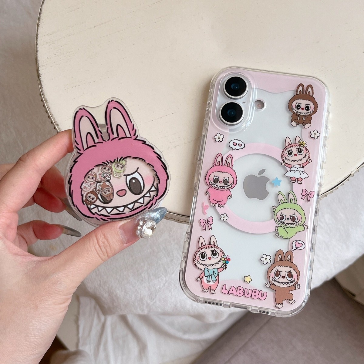 Cute Labubu Mag Safe Holder + Case Cover For iPhone 17 16 Pro Max