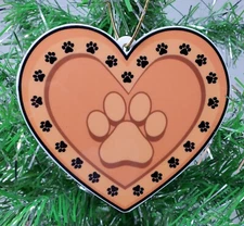 Dog Lover - Puppy Heart Paw Print 3" Christmas Tree Ornament - NEW