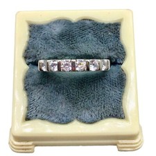 Sterling Silver Clear CZ Stones Ring Size 6 Thin Band 925 SETA Dainty Band Ring