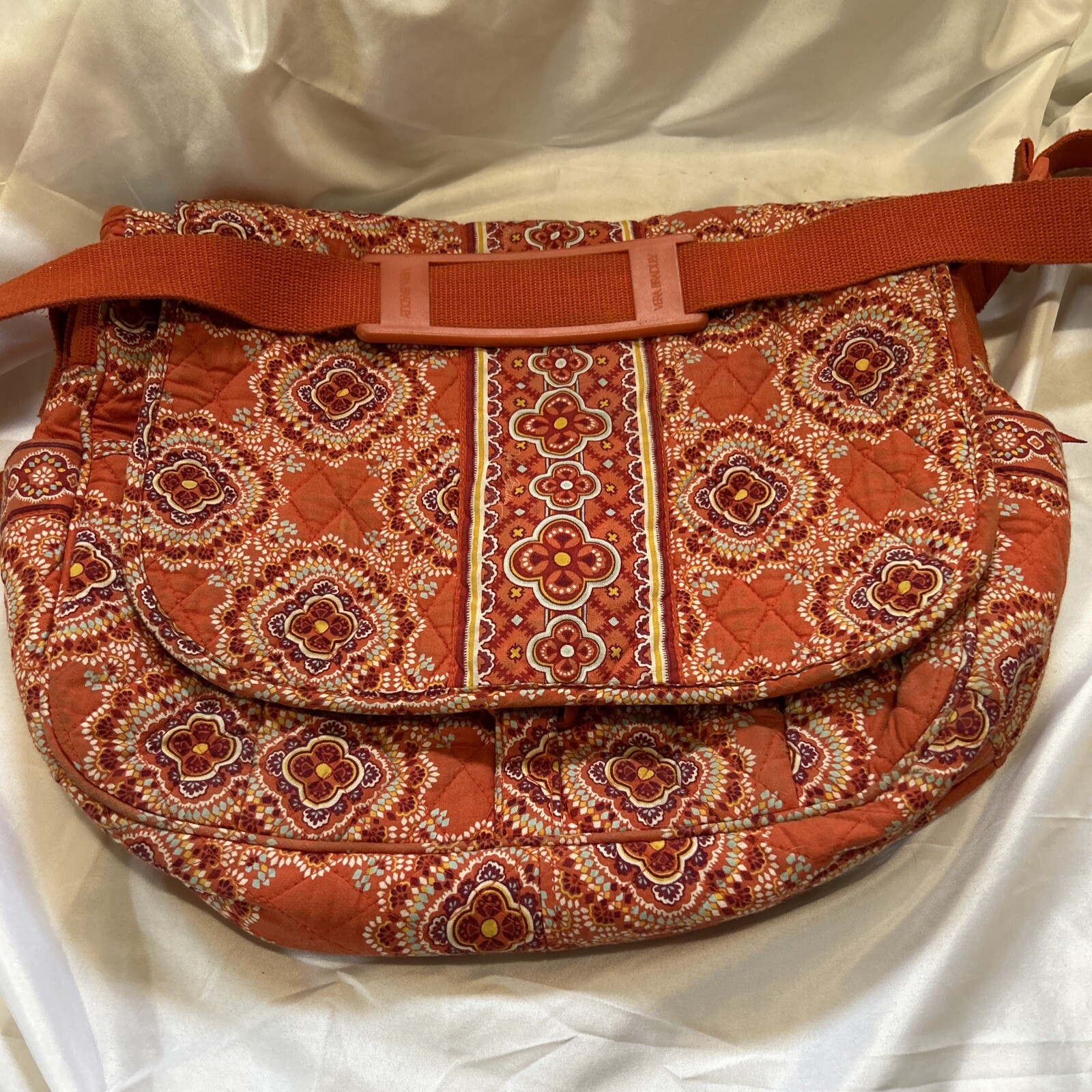 Vera Bradley Adjustable Crossbody Bag Orange Boho Quilted Hippy Style