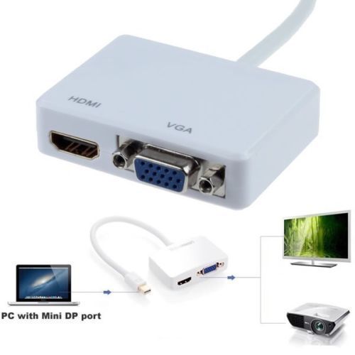 Mini 2 in1 Mini Display Port to VGA HDMI Adapter for MacBook Air Pro NEW 2025 - Picture 2 of 4