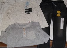 Outfit Lot Cat  Jack Black Jeans 4T Slim Ivory Gray Heathered Shirt NWT W24