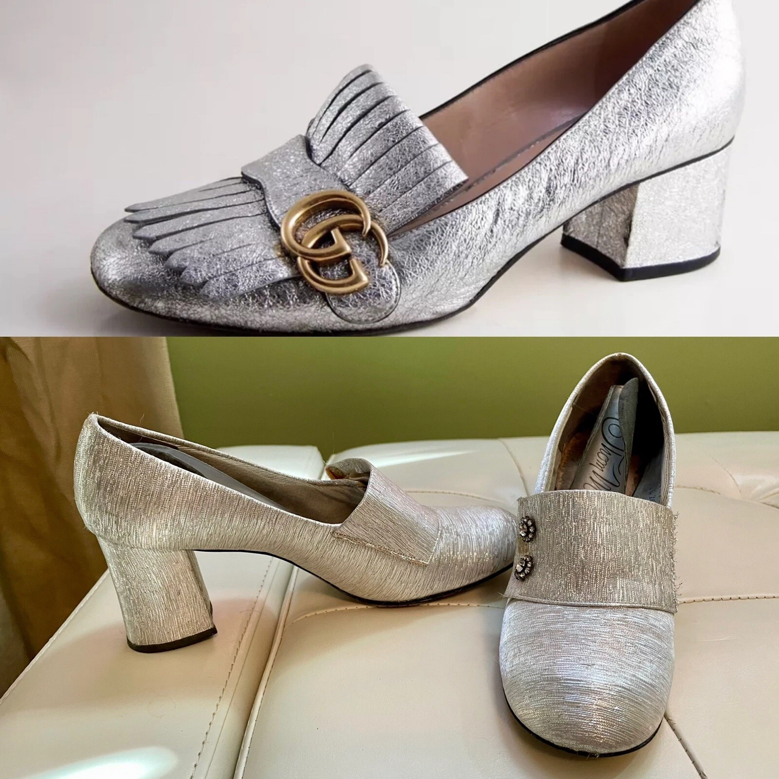 Vintage années 60 Thom McCain boucle argentée talon fête taille 6 Lk DIoR Nyers Eve