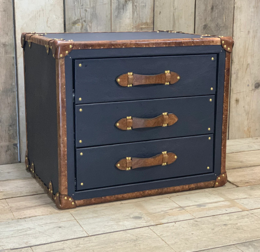 Set da Disegno Artigianale Pelle Inglese Blu/Marrone Fatto a Mano