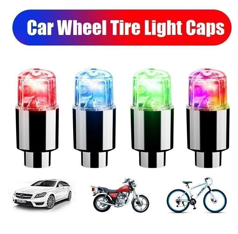 4x LED Light Caps Auto Wheel Tire Parts Air Valve Stem Cap Cover Car Accessories - Image 3 of 4