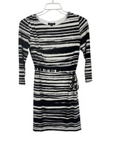 Tahari Dress Women’s 4P Stripe Striped Dress Tie Waist