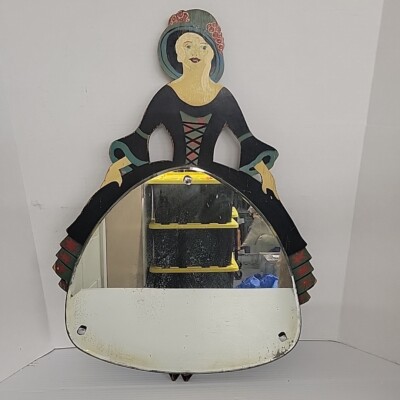 Unique Vanity Mirror - Victorian Woman With Dress Wall Art Folk Art