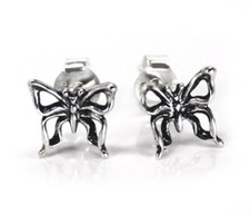 Sterling Silver Elegant Butterfly Stud Post Earrings