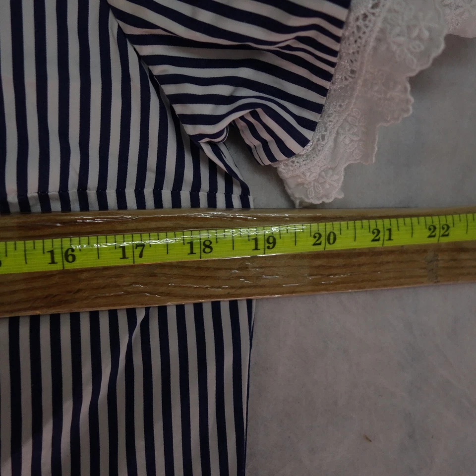 Holy Caftan Cold Shoulder Shirt Dress Women's Size 40 White/Blue Striped Cotton - Image 3 of 4