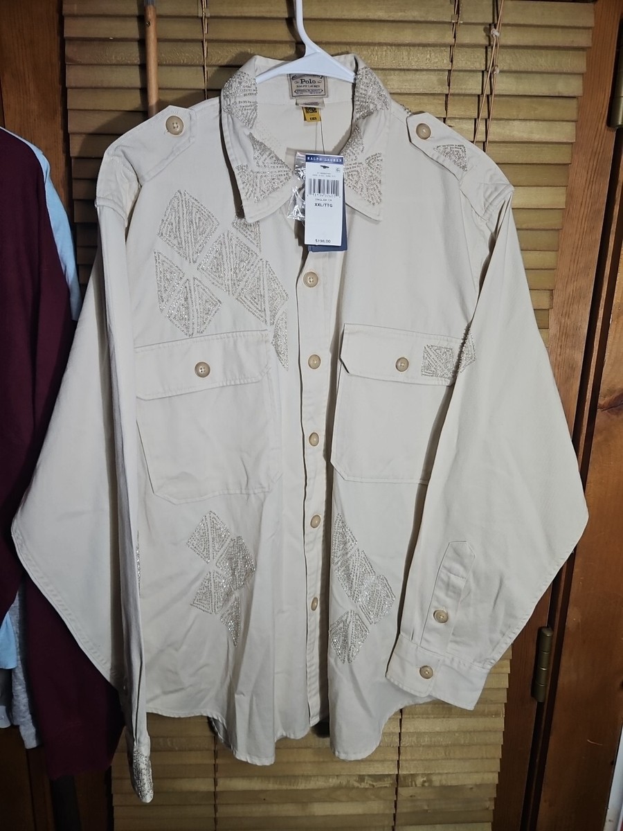 Ralph Lauren western shirt ポロ　リネン New NWT $198 POLO RALPH LAUREN WESTERN EMBELLISHED BEADED