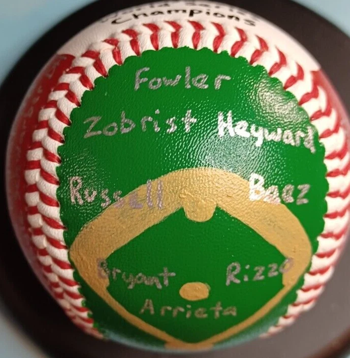 BÉISBOL PINTADO A MANO 2016 CHICAGO CUBS CAMPEONES DE LA SERIE MUNDIAL KRIS BRYANT + Foto 4 de 4