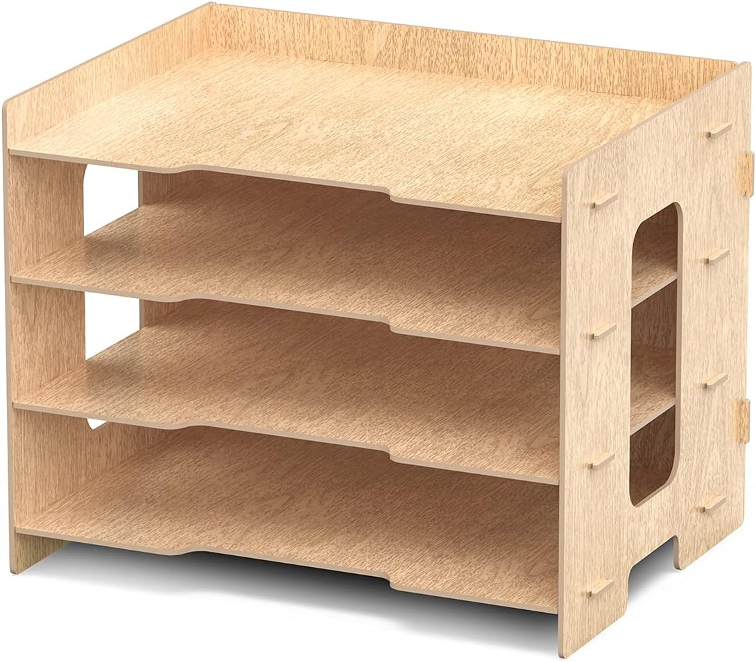 Wooden Desk Organiser Tray for File Document Letter A4 Paper Office Tidy Storage