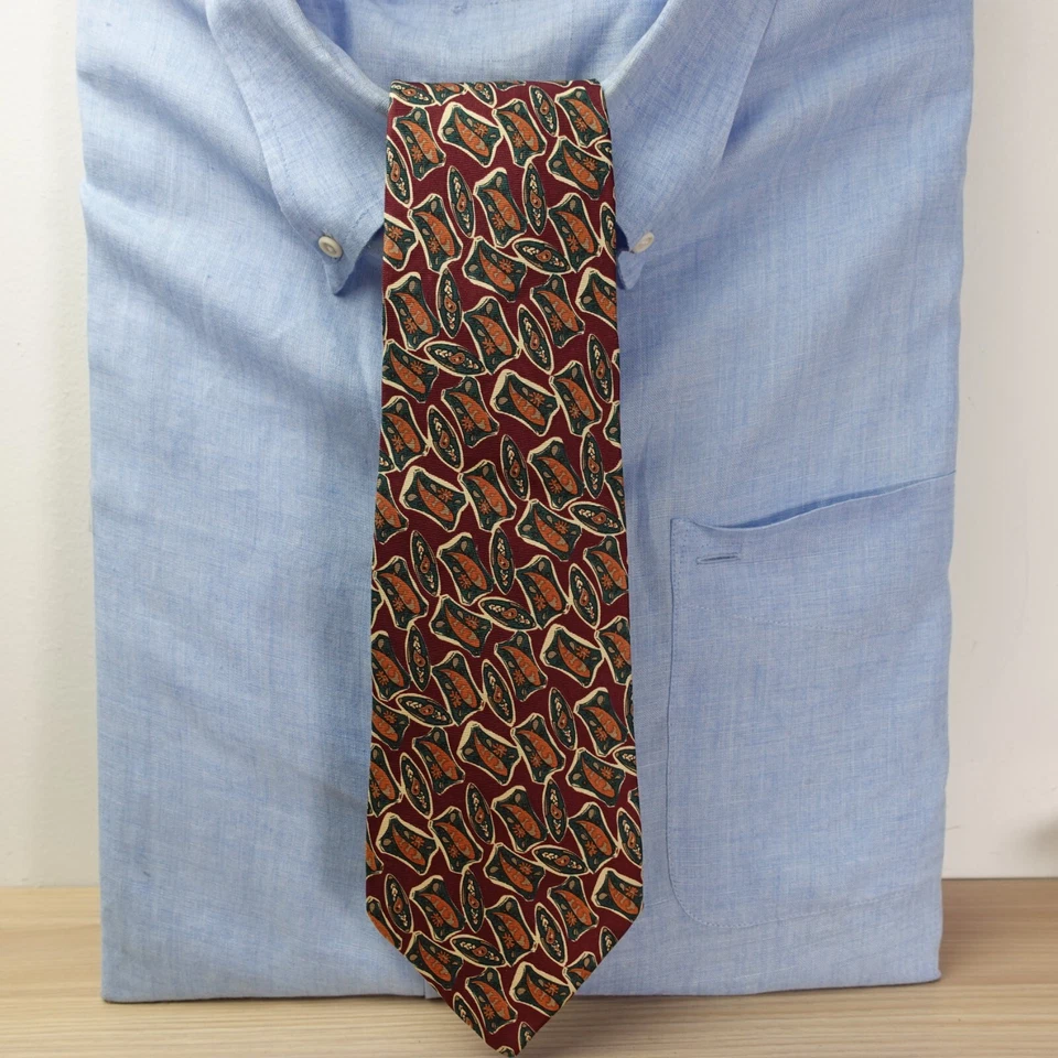 Corbata para el cuello para hombre roja abstracta cachemira Art Deco borgoña vestido ropa de carrera STONEHENGE Foto 2 de 4