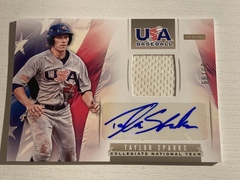 2013 Panini USA Baseball Game Used Patch Jersey Auto Taylor Sparks /99