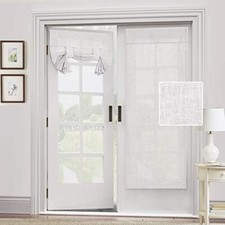 Natural Linen Blended Door Curtain - Semi Sheer French Door 1 Off White